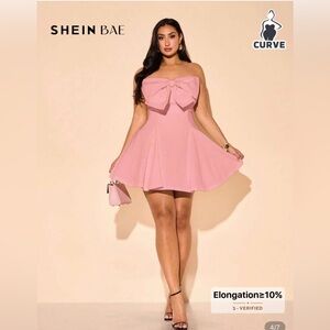 SHEIN Pink Strapless Dress with Bow